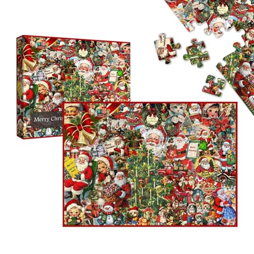 Weihnachtspuzzle, 1000x Frohe Weihnachten Weihnachtsmann Winterpuzzle, Weihnachtspuzzle, Herausforderndes Festival-Puzzle für weihnachtliche Heimdekorationen, Weihnachtsbaum-Weihnachtspuzzles für SPI von LPORF