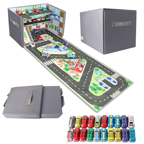 Spielzeug Garage für Autos, 3 In1 Faltbar Auto Garage Kinder mit 20 Autos, Garages Spielzeug mit Tragegriff, KapazitäT Von 200+ Spielzeugautos Spielzeug Garage für Autos, 3 In1 Faltbar Auto Garage Kinder mit 20 Autos, Garages Spielzeug mit Tragegriff, KapazitäT Von 200+ Spielzeugautos von LPQKCcY