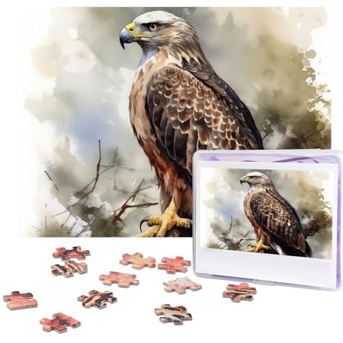 Puzzle, 500 Teile, Holzpuzzle, Aquarell von Falke, sitzend im Baum, Fotopuzzle, personalisiertes Bild, Puzzle für Erwachsene, benutzerdefinierte Puzzles, anspruchsvolle Puzzles für Familie, von LPSRTWE