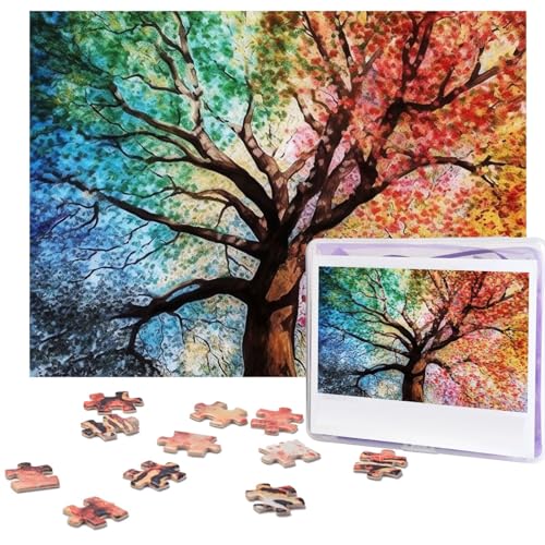 Puzzle, 500 Teile, Holzpuzzle, bunter Baum, Fotopuzzle, personalisiertes Bild, Puzzle für Erwachsene, benutzerdefinierte Puzzles, herausfordernde Puzzles für Familie, Hochzeitsgeschenk von LPSRTWE