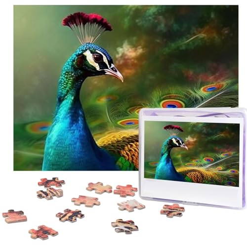 Puzzle, 500 Teile, Holzpuzzle, buntes Pfau, Fotopuzzle, personalisiertes Bild, Puzzle für Erwachsene, benutzerdefinierte Puzzles, anspruchsvolle Puzzles für Familie, Hochzeitsgeschenk von LPSRTWE