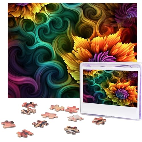 Puzzle, 500 Teile, Holzpuzzle, farbige Blumen, Fotopuzzle, personalisiertes Bild, Puzzle für Erwachsene, benutzerdefinierte Puzzles, anspruchsvolle Puzzles für Familie, Hochzeitsgeschenk von LPSRTWE