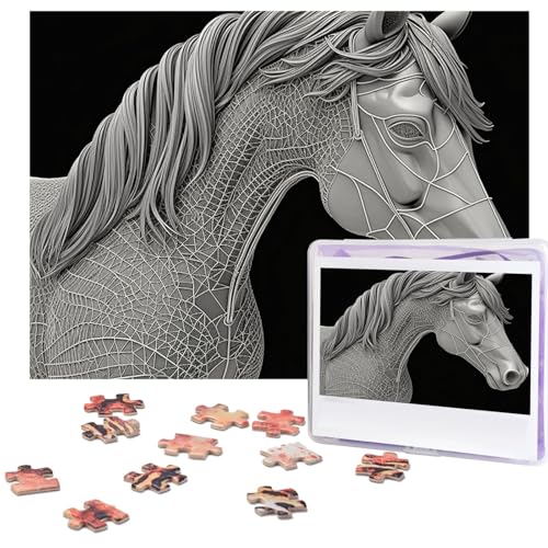 Puzzle 500 Teile Holzpuzzle 3D-Ansicht Pferd Fotopuzzle Personalisiertes Bilderpuzzle für Erwachsene Benutzerdefinierte Puzzles Herausfordernde Puzzles für Familie Hochzeitsgeschenk von LPSRTWE