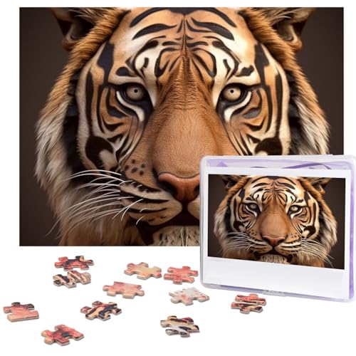 Puzzle 500 Teile Holzpuzzle 3D Tigerkopf Fotopuzzle Personalisiertes Bilderpuzzle für Erwachsene Benutzerdefinierte Puzzles Herausfordernde Puzzles für Familie Hochzeitsgeschenk von LPSRTWE