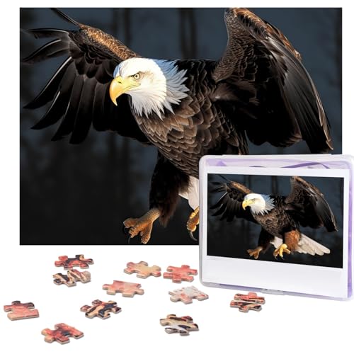 Puzzle 500 Teile Holzpuzzle 3D Weißkopfseeadler Fotopuzzle Personalisiertes Bilderpuzzle für Erwachsene Benutzerdefinierte Puzzles Herausfordernde Puzzles für Familie Hochzeitsgeschenk von LPSRTWE