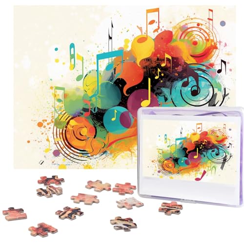 Puzzle 500 Teile Holzpuzzle Abstrakte Musik Themed Fotopuzzle Personalisiertes Bilderpuzzle für Erwachsene Benutzerdefinierte Puzzles Herausfordernde Puzzles für Familie Hochzeitsgeschenk von LPSRTWE