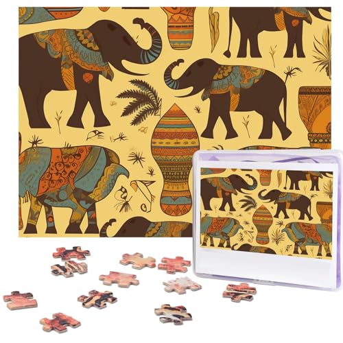 Puzzle 500 Teile Holzpuzzle Afrika Elefant Fotopuzzle Personalisiertes Bilderpuzzle für Erwachsene Benutzerdefinierte Puzzles Herausfordernde Puzzles für Familie Hochzeitsgeschenk von LPSRTWE