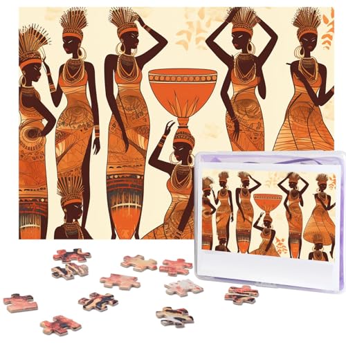 Puzzle 500 Teile Holzpuzzle Afrikanische Stammesfrau Fotopuzzle Personalisiertes Bilderpuzzle für Erwachsene Benutzerdefinierte Puzzles Herausfordernde Puzzles für Familie Hochzeitsgeschenk von LPSRTWE