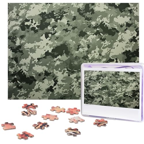 Puzzle 500 Teile Holzpuzzle Armee Digital Camouflage Fotopuzzle Personalisiertes Bilderpuzzle für Erwachsene Benutzerdefinierte Puzzles Herausfordernde Puzzles für Familie Hochzeitsgeschenk von LPSRTWE