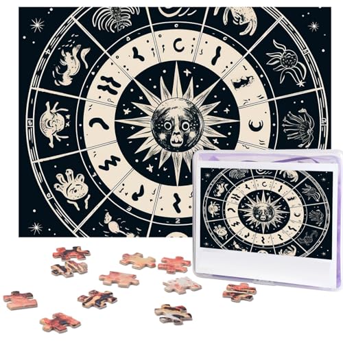 Puzzle 500 Teile Holzpuzzle Astrologisches Zeichen Fotopuzzle Personalisiertes Bilderpuzzle für Erwachsene Benutzerdefinierte Puzzles Herausfordernde Puzzles für Familie Hochzeitsgeschenk von LPSRTWE