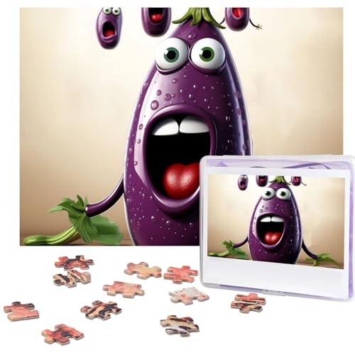 Puzzle 500 Teile Holzpuzzle Cartoon Aubergine Fotopuzzle Personalisiertes Bilderpuzzle für Erwachsene Benutzerdefinierte Puzzles Herausfordernde Puzzles für Familie Hochzeitsgeschenk von LPSRTWE