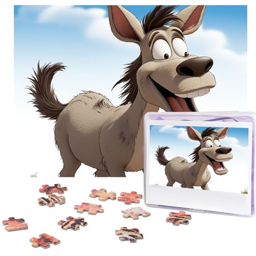 Puzzle 500 Teile Holzpuzzle Cartoon Esel Fotopuzzle Personalisiertes Bilderpuzzle für Erwachsene Benutzerdefinierte Puzzles Herausfordernde Puzzles für Familie Hochzeitsgeschenk von LPSRTWE