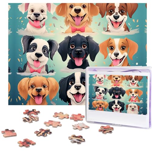 Puzzle 500 Teile Holzpuzzle Cartoon Hund Fotopuzzle Personalisiertes Bilderpuzzle für Erwachsene Benutzerdefinierte Puzzles Herausfordernde Puzzles für Familie Hochzeitsgeschenk von LPSRTWE