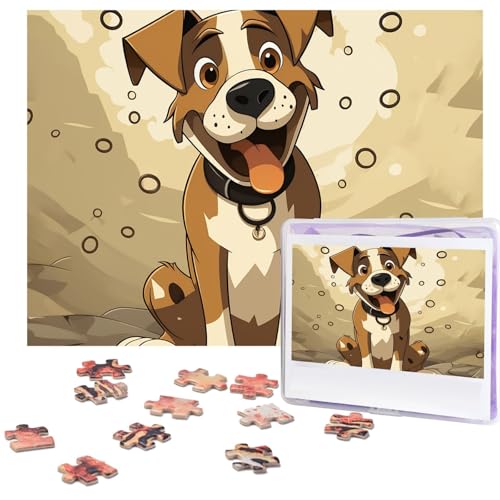 Puzzle 500 Teile Holzpuzzle Cartoon Hund Knochen Fotopuzzle Personalisiertes Bilderpuzzle für Erwachsene Benutzerdefinierte Puzzles Herausfordernde Puzzles für Familie Hochzeitsgeschenk von LPSRTWE