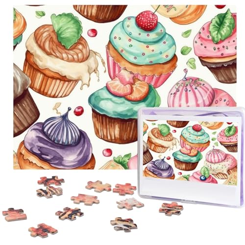 Puzzle 500 Teile Holzpuzzle Cupcakes Donuts Muffins Zucker Fotopuzzle Personalisiertes Bilderpuzzle für Erwachsene Benutzerdefinierte Puzzles Herausfordernde Puzzles für Familie Hochzeitsgeschenk von LPSRTWE