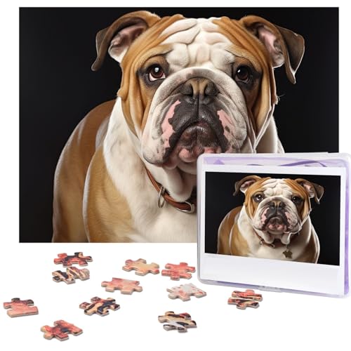 Puzzle 500 Teile Holzpuzzle Englische Bulldogge Fotopuzzle Personalisiertes Bilderpuzzle für Erwachsene Benutzerdefinierte Puzzles Herausfordernde Puzzles für Familie Hochzeitsgeschenk von LPSRTWE