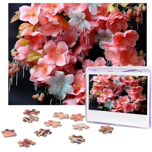 Puzzle 500 Teile Holzpuzzle Girlanden Schöne Blumen Fotopuzzle Personalisiertes Bilderpuzzle für Erwachsene Benutzerdefinierte Puzzles Herausfordernde Puzzles für Familie Hochzeitsgeschenk von LPSRTWE