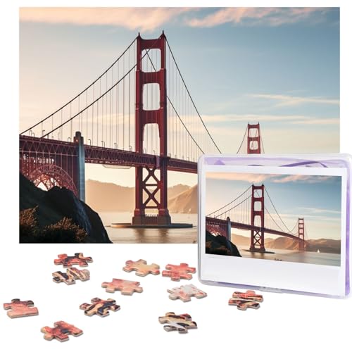 Puzzle 500 Teile Holzpuzzle Golden Gate Bridge Fotopuzzle Personalisiertes Bilderpuzzle für Erwachsene Benutzerdefinierte Puzzles Herausfordernde Puzzles für Familie Hochzeitsgeschenk von LPSRTWE