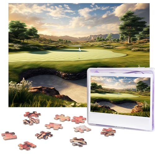 Puzzle 500 Teile Holzpuzzle Golfplatz Fotopuzzle Personalisiertes Bilderpuzzle für Erwachsene Benutzerdefinierte Puzzles Herausfordernde Puzzles für Familie Hochzeitsgeschenk von LPSRTWE