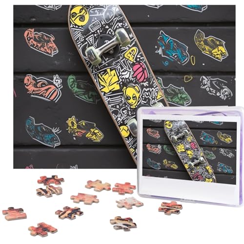 Puzzle 500 Teile Holzpuzzle Graffiti Skateboard Fotopuzzle Personalisiertes Bilderpuzzle für Erwachsene Benutzerdefinierte Puzzles Herausfordernde Puzzles für Familie Hochzeitsgeschenk von LPSRTWE