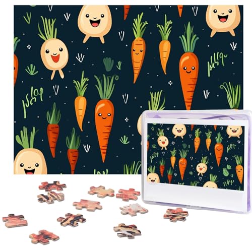 Puzzle 500 Teile Holzpuzzle Happy Carrot Fotopuzzle Personalisiertes Bilderpuzzle für Erwachsene Benutzerdefinierte Puzzles Herausfordernde Puzzles für Familie Hochzeitsgeschenk von LPSRTWE