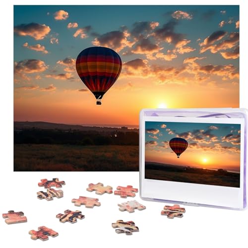 Puzzle 500 Teile Holzpuzzle Heißluftballon Sonnenuntergang Fotopuzzle Personalisiertes Bilderpuzzle für Erwachsene Benutzerdefinierte Puzzles Herausfordernde Puzzles für Familie Hochzeitsgeschenk von LPSRTWE