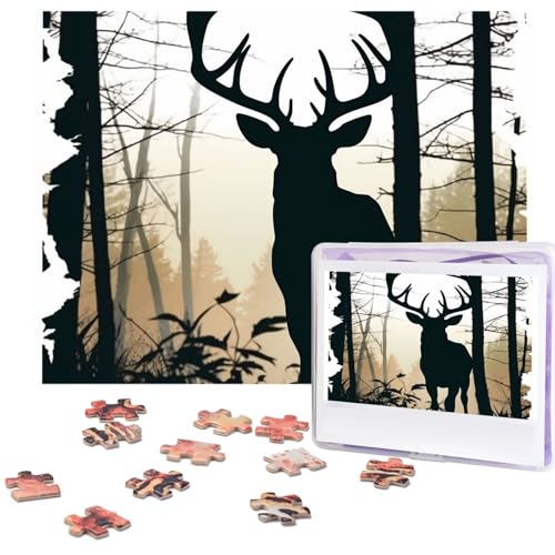 Puzzle 500 Teile Holzpuzzle Hirsch Silhouette Fotopuzzle Personalisiertes Bilderpuzzle für Erwachsene Benutzerdefinierte Puzzles Herausfordernde Puzzles für Familie Hochzeitsgeschenk von LPSRTWE