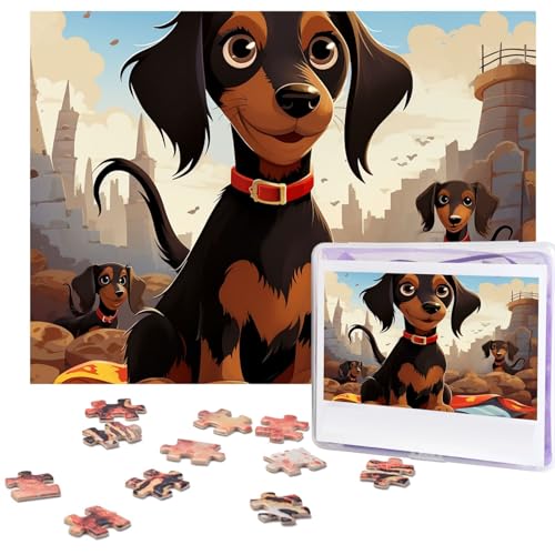 Puzzle 500 Teile Holzpuzzle I Love My Dog Dackel Fotopuzzle Personalisiertes Bilderpuzzle für Erwachsene Benutzerdefinierte Puzzles Herausfordernde Puzzles für Familie Hochzeitsgeschenk von LPSRTWE