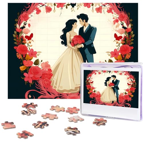 Puzzle 500 Teile Holzpuzzle Just Married Fotopuzzle Personalisiertes Bilderpuzzle für Erwachsene Benutzerdefinierte Puzzles Herausfordernde Puzzles für Familie Hochzeitsgeschenk von LPSRTWE