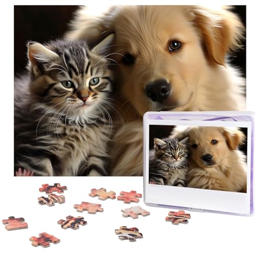 Puzzle 500 Teile Holzpuzzle Katzen und Hund Fotopuzzle Personalisiertes Bilderpuzzle für Erwachsene Benutzerdefinierte Puzzles Herausfordernde Puzzles für Familie Hochzeitsgeschenk von LPSRTWE