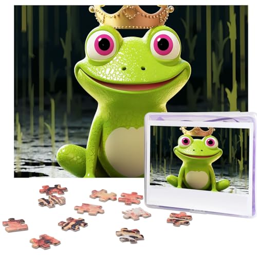 Puzzle 500 Teile Holzpuzzle Krone Frosch Fotopuzzle Personalisiertes Bilderpuzzle für Erwachsene Benutzerdefinierte Puzzles Herausfordernde Puzzles für Familie Hochzeitsgeschenk von LPSRTWE