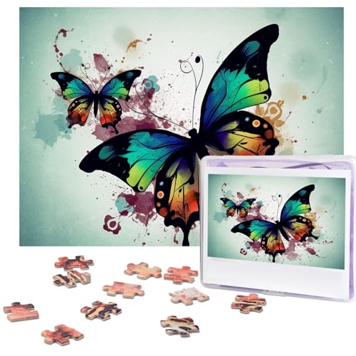 Puzzle 500 Teile Holzpuzzle Künstlerisches Schmetterling-Fotopuzzle Personalisiertes Bilderpuzzle für Erwachsene Benutzerdefinierte Puzzles Herausfordernde Puzzles für Familie Hochzeitsgeschenk von LPSRTWE