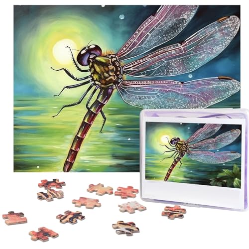 Puzzle 500 Teile Holzpuzzle Libelle Malerei Fotopuzzle Personalisiertes Bilderpuzzle für Erwachsene Benutzerdefinierte Puzzles Herausfordernde Puzzles für Familie Hochzeitsgeschenk von LPSRTWE