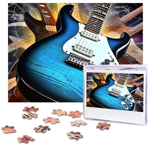 Puzzle 500 Teile Holzpuzzle Magische E-Gitarre Musik Fotopuzzle Personalisiertes Bildpuzzle für Erwachsene Benutzerdefinierte Puzzles Herausfordernde Puzzles für Familie Hochzeitsgeschenk von LPSRTWE