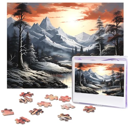 Puzzle 500 Teile Holzpuzzle Malen Landschaft Fotopuzzle Personalisiertes Bilderpuzzle für Erwachsene Benutzerdefinierte Puzzles Herausfordernde Puzzles für Familie Hochzeitsgeschenk von LPSRTWE