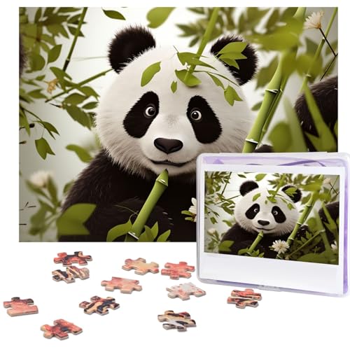 Puzzle 500 Teile Holzpuzzle Panda Fotopuzzle Personalisiertes Bilderpuzzle für Erwachsene Benutzerdefinierte Puzzles Herausfordernde Puzzles für Familie Hochzeitsgeschenk von LPSRTWE