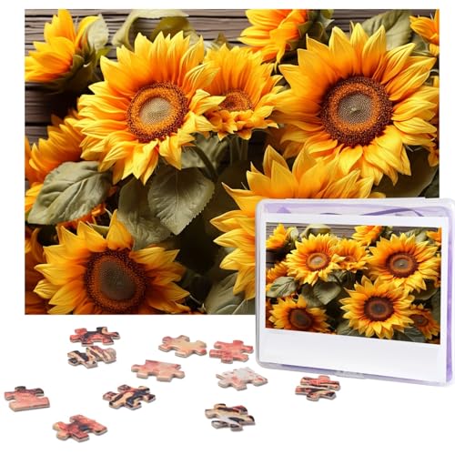 Puzzle 500 Teile Holzpuzzle Pflanzen Thema Sonnenblume Fotopuzzle Personalisiertes Bilderpuzzle für Erwachsene Benutzerdefinierte Puzzles Herausfordernde Puzzles für Familie Hochzeitsgeschenk von LPSRTWE