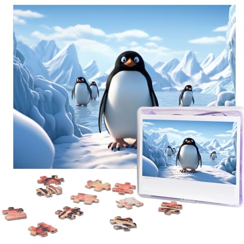 Puzzle 500 Teile Holzpuzzle Pinguin Antarktis Eis Fotopuzzle Personalisiertes Bilderpuzzle für Erwachsene Benutzerdefinierte Puzzles Herausfordernde Puzzles für Familie Hochzeitsgeschenk von LPSRTWE