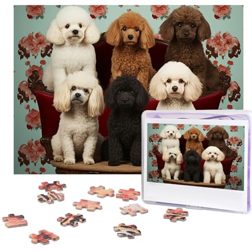 Puzzle 500 Teile Holzpuzzle Pudel Hunde Fotopuzzle Personalisiertes Bilderpuzzle für Erwachsene Benutzerdefinierte Puzzles Herausfordernde Puzzles für Familie Hochzeitsgeschenk von LPSRTWE