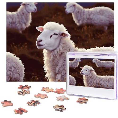 Puzzle 500 Teile Holzpuzzle Schaf Fotopuzzle Personalisiertes Bilderpuzzle für Erwachsene Benutzerdefinierte Puzzles Herausfordernde Puzzles für Familie Hochzeitsgeschenk von LPSRTWE