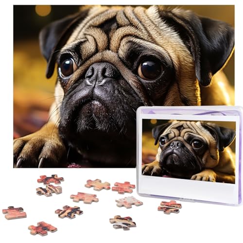 Puzzle 500 Teile Holzpuzzle Schrei Mops Fotopuzzle Personalisiertes Bilderpuzzle für Erwachsene Benutzerdefinierte Puzzles Herausfordernde Puzzles für Familie Hochzeitsgeschenk von LPSRTWE