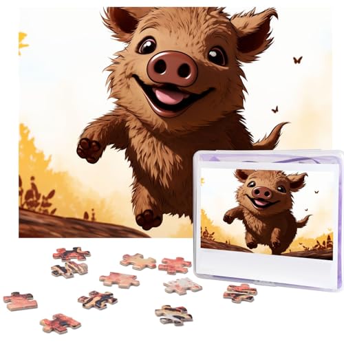 Puzzle 500 Teile Holzpuzzle Springschwein Animation Fotopuzzle Personalisiertes Bilderpuzzle für Erwachsene Benutzerdefinierte Puzzles Herausfordernde Puzzles für Familie Hochzeitsgeschenk von LPSRTWE