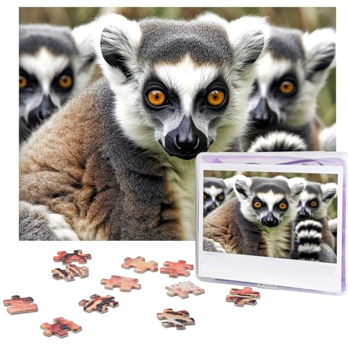 Puzzle 500 Teile Holzpuzzle Tiere Lemur Muster Fotopuzzle Personalisiertes Bilderpuzzle für Erwachsene Benutzerdefinierte Puzzles Herausfordernde Puzzles für Familie Hochzeitsgeschenk von LPSRTWE