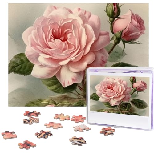 Puzzle 500 Teile Holzpuzzle Vintage Rose Fotopuzzle Personalisiertes Bilderpuzzle für Erwachsene Benutzerdefinierte Puzzles Herausfordernde Puzzles für Familie Hochzeitsgeschenk von LPSRTWE