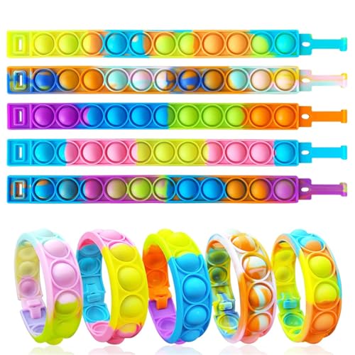 LQIOACU 5 Stück Pop it Armband, Freundschaftsarmbänder, Armband Kinder, Schnapparmband Kinder, Gastgeschenke Kinder, Fidgets Toys für Kinder und Erwachsene (Farbe zufällig) von LQIOACU