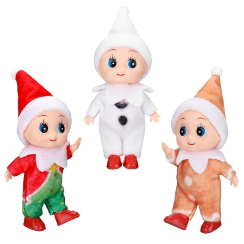 LQTSLFM 3 Stück Weihnachtself, Weihnachtselfe Puppe Baby, Mini weihnachtselfen Weihnachten Elfen Puppe, Weihnachtsspielzeug, Wichtelpuppe Geschenke für Mädchen Jungen von LQTSLFM