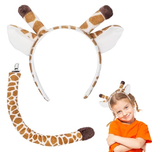 LQTSLFM Giraffe Kostüm Set,Tier Kostüm Set,Giraffe Haarrei,Tier-Stirnband,Halloween Kostüm Faschingskostüme Zubehör für Fasching Cosplay Party von LQTSLFM