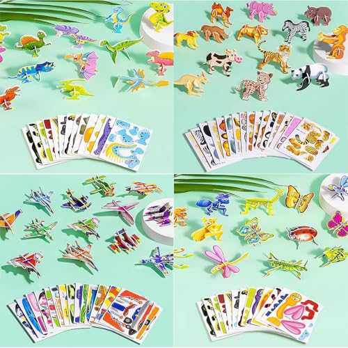 Flowarmth Educational 3D Cartoon Puzzle, Flowarmth Puzzle, 25Pcs Not Repeating 3D Puzzles for Kids Toys, DIY 3D Animal Learning Educational Paper Puzzle (4pcs) von LQX