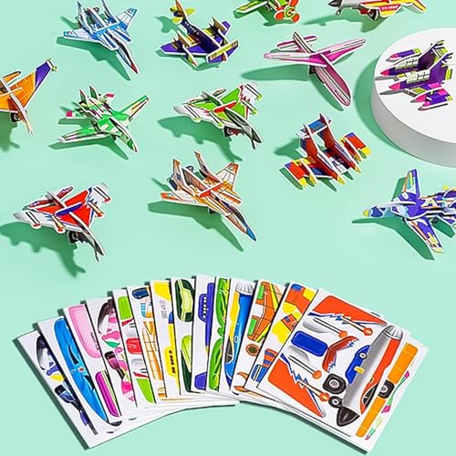 Flowarmth Educational 3D Cartoon Puzzle, Flowarmth Puzzle, 25Pcs Not Repeating 3D Puzzles for Kids Toys, DIY 3D Animal Learning Educational Paper Puzzle (Airplane) von LQX