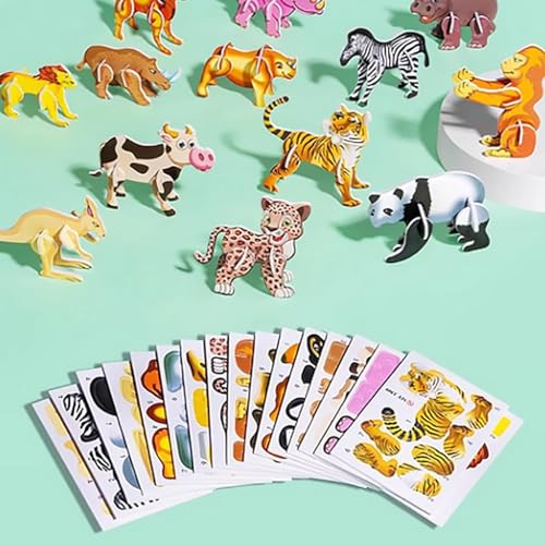 Flowarmth Educational 3D Cartoon Puzzle, Flowarmth Puzzle, 25Pcs Not Repeating 3D Puzzles for Kids Toys, DIY 3D Animal Learning Educational Paper Puzzle (Animal) von LQX